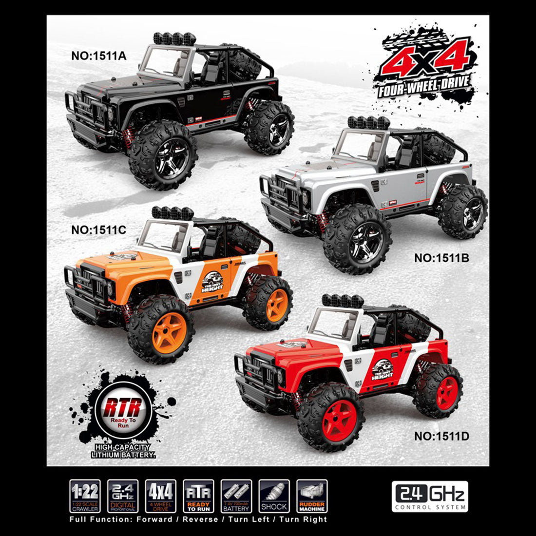 SUBOTECH BG1511 1:22 2.4G Electric RC Car 4 x 4 45KM/H High Speed Desert Off-road Vehicle - RTR