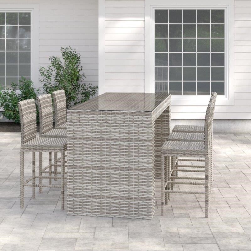 Falmouth Rectangular 6 - Person 76'' Long Bar Height Dining Set