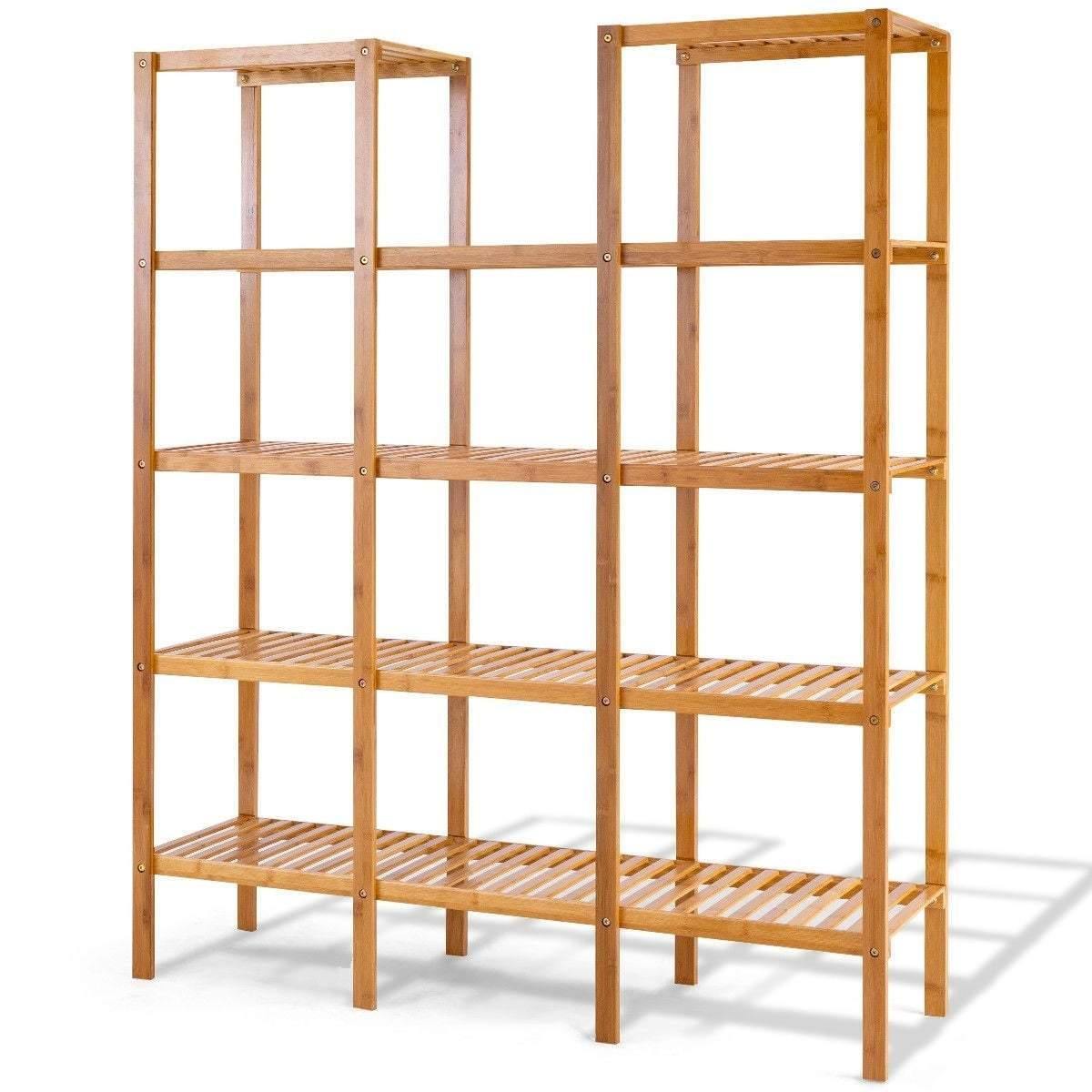 5 Tier Multifunctional Bamboo Shelf Rock Plant Display Stand (12 Pots)