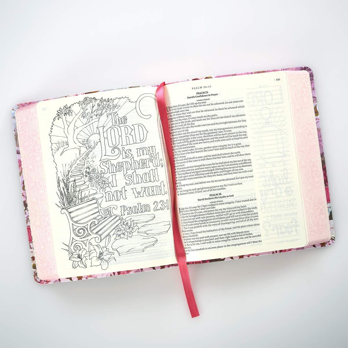 KJV Holy Bible, My Creative Bible, Faux Leather Flexcover - Ribbon Marker, King James Version, Pink Floral Flexibound – April 11, 2016