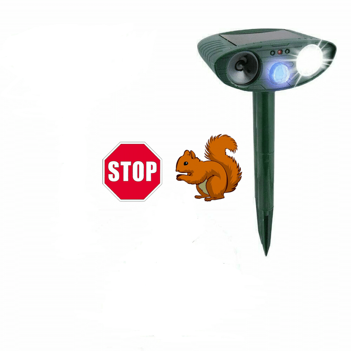 Squirrel Outdoor Solar Ultrasonic Repeller - Get Rid of Squirrels in 48 Hours
