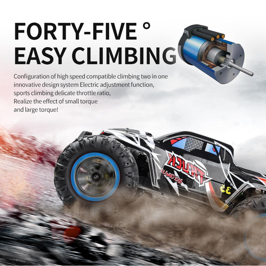 RC Car 1/10 4WD 2.4G 70KM/H Metal Brushless High-speed Off-road Vehicle All-terrain Electric Climbing RC Car Monster Truck Model Toy - Black
