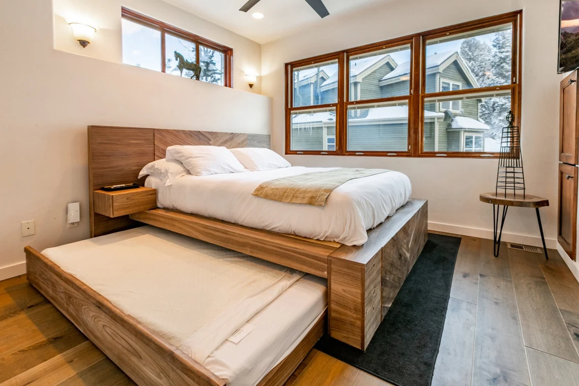 White Oak Platform King Bed Frame With Woven Oak & Integrated Lighting