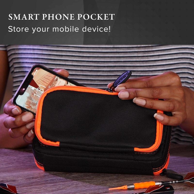 Casemaster Plazma Plus Dart Case Black with Orange Trim and Phone Pocket