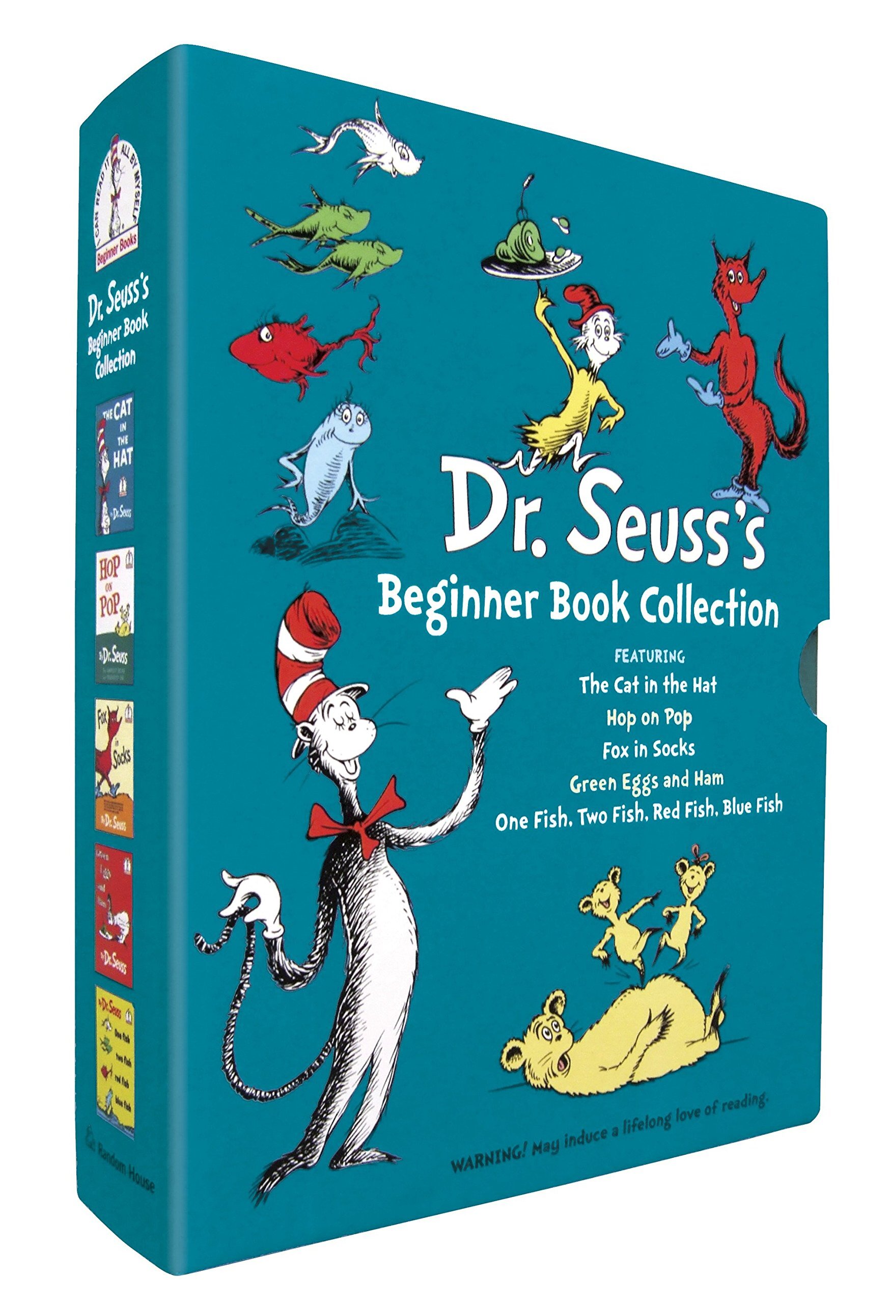Dr. Seuss's Beginner Book Boxed Set Collection: The Cat in the Hat; One Fish Two Fish Red Fish Blue Fish; Green Eggs and Ham; Hop on Pop; Fox in Socks Hardcover