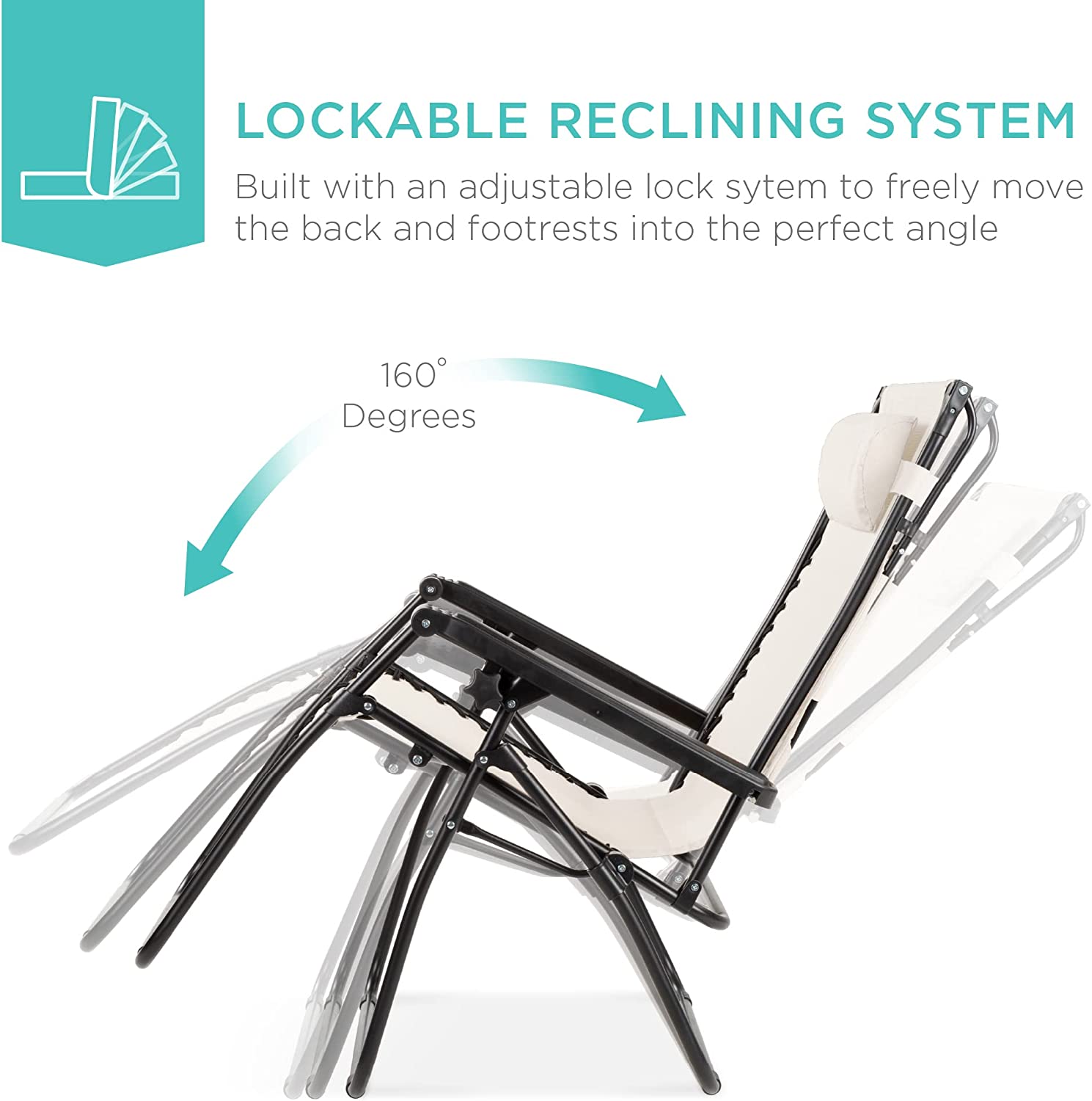 Folding Zero Gravity Outdoor Recliner Patio Lounge Chair w/Adjustable Canopy Shade, Headrest, Side Accessory Tray, Textilene Mesh - Beige