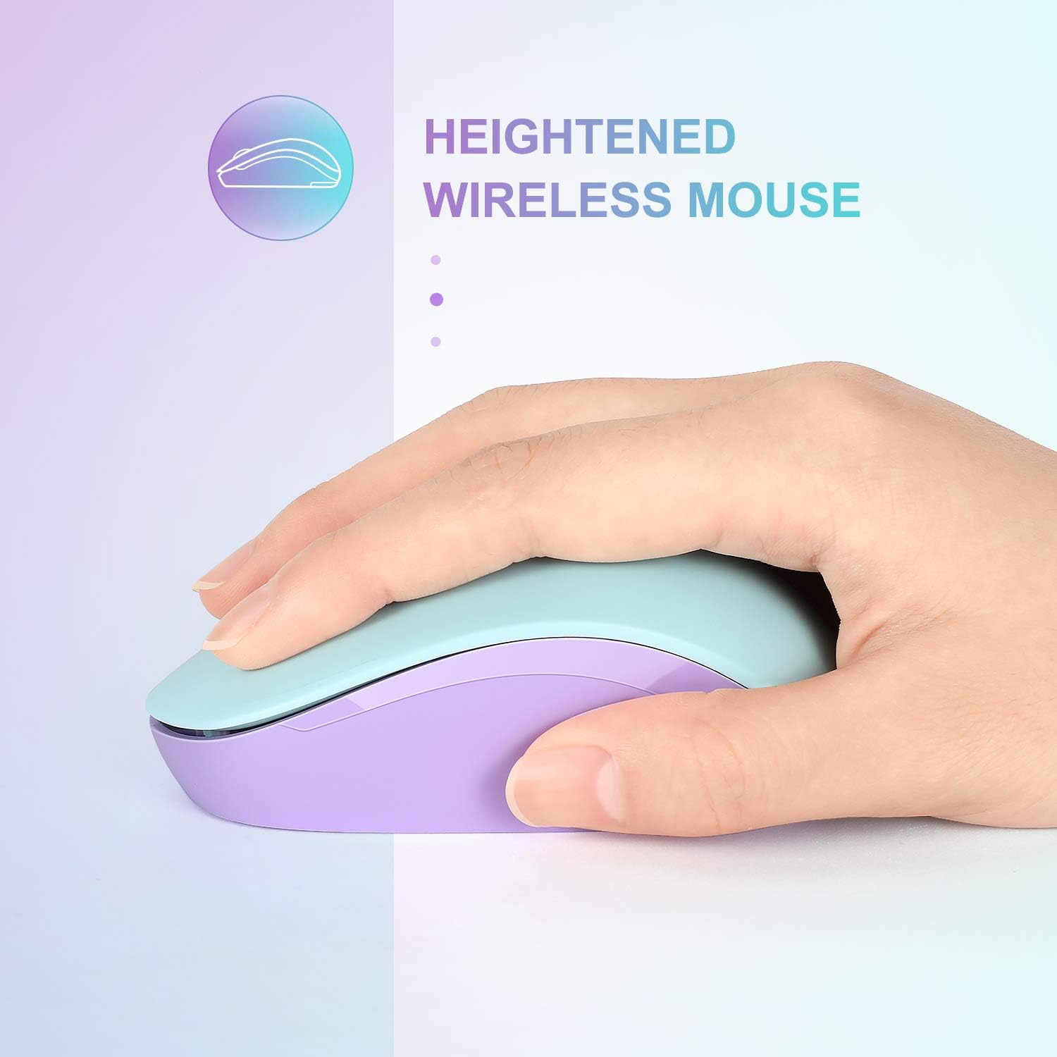 seenda Wireless Mouse, 2.4G Noiseless Mouse with USB Receiver - Portable Computer Mice for PC, Tablet, Laptop with Windows System - Mint Green