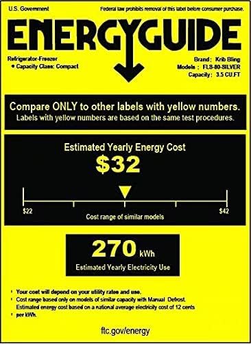 KRIB BLING Mini Fridge with Freezer on Top, 3.5 Cu.Ft Compact Refrigerator with 7 Levels Adjustable Thermostat, Small Fridge for Dorm, Office, RV Camping, Silver