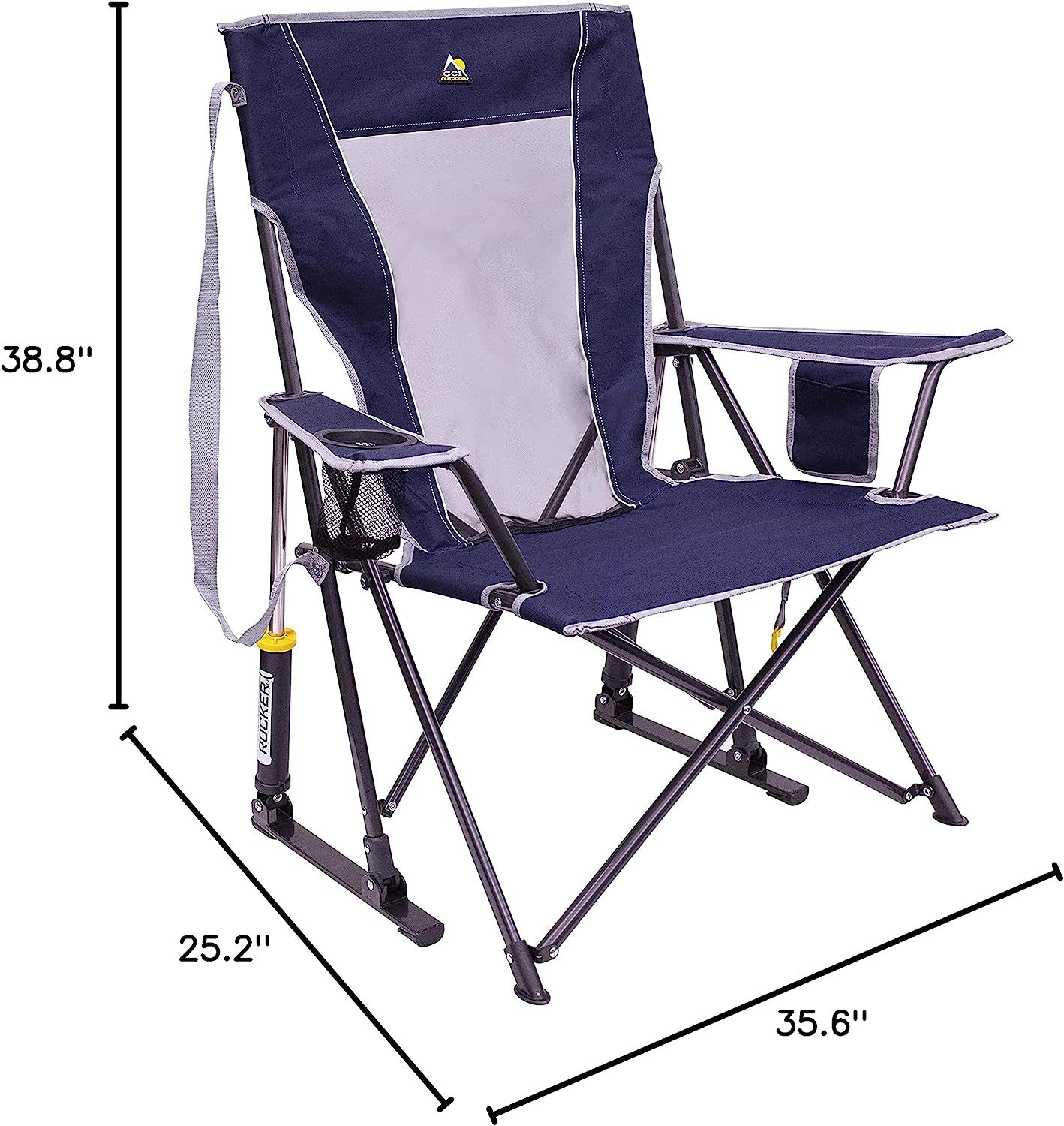 Outdoor Freestyle Rocker Portable Rocking Chair & Outdoor Camping Chair, ergonomic Nylon, Indigo Blue