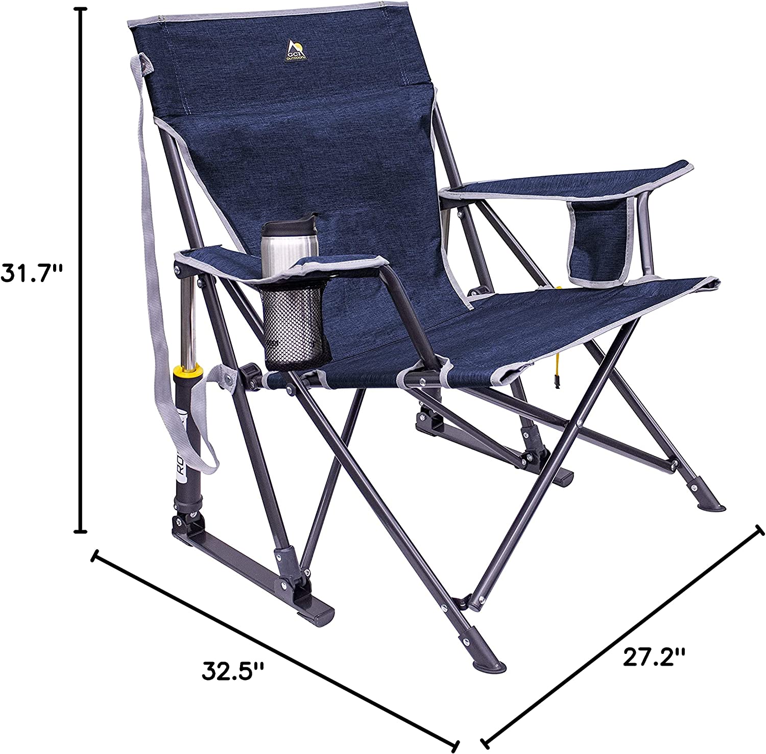 Outdoor Freestyle Rocker Portable Rocking Chair & Outdoor Camping Chair, ergonomic Nylon, Indigo Blue