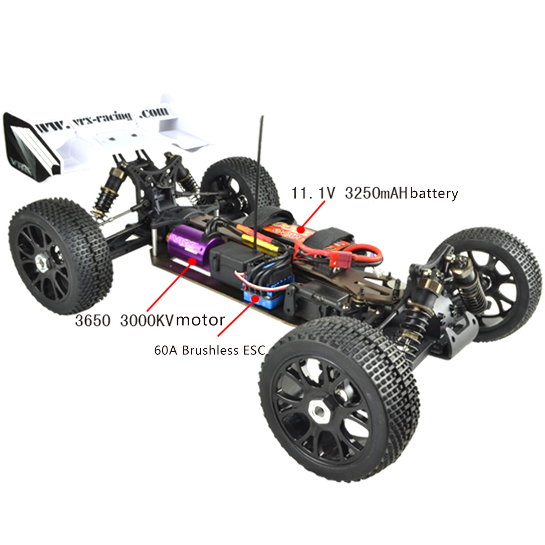 VRX RH816 1/8 Scale 4WD Brushless RTR Off-road Buggy High Speed 2.4GHz RC Car (with 60A ESC, 3650 Motor) - R0236 Yellow Blue