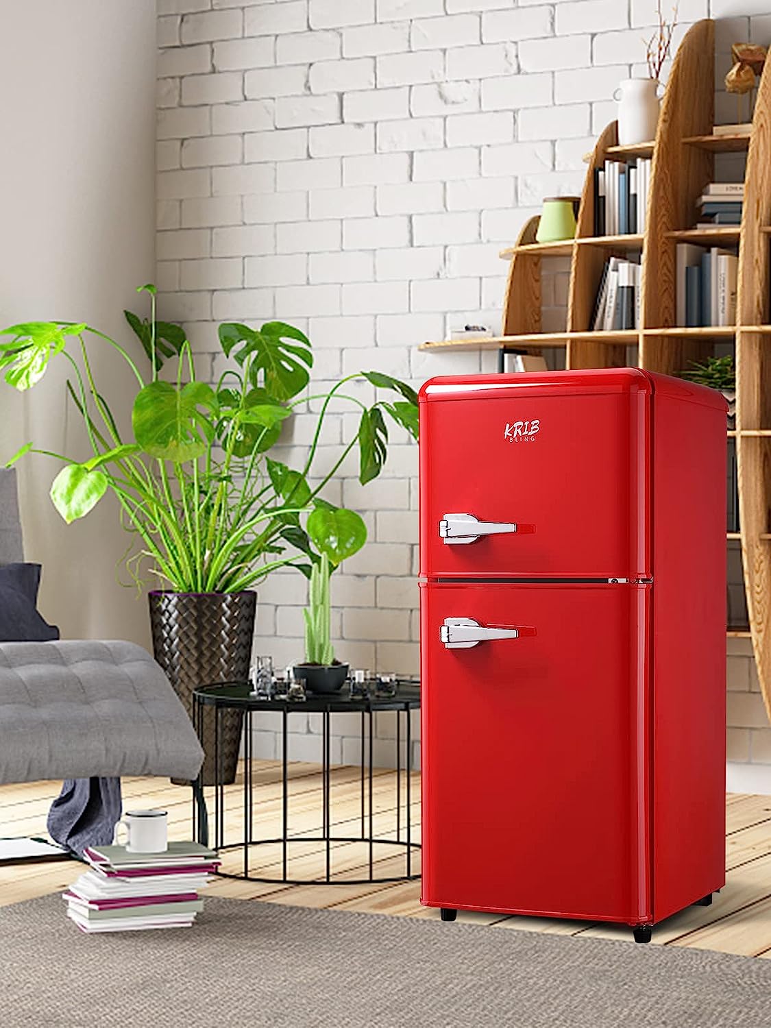 KRIB BLING Mini Fridge with Freezer on Top, 3.5 Cu.Ft Compact Refrigerator with 7 Levels Adjustable Thermostat, Small Fridge for Dorm, Office, RV Camping, Silver