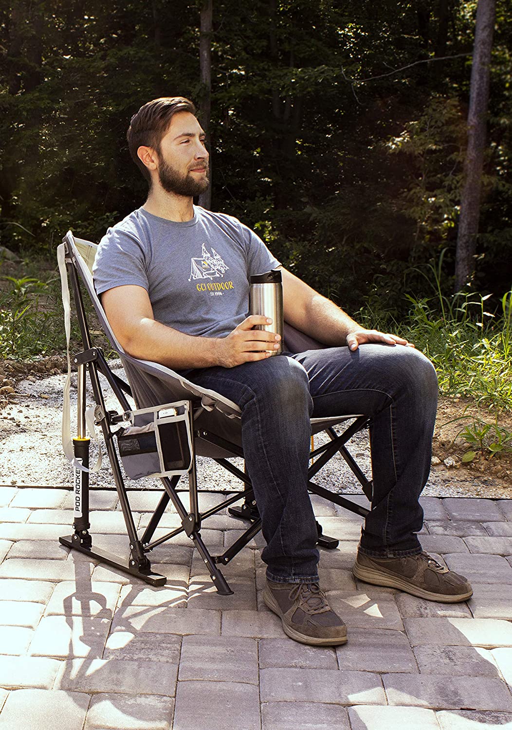 Outdoor Freestyle Rocker Portable Rocking Chair & Outdoor Camping Chair, ergonomic Nylon, Indigo Blue