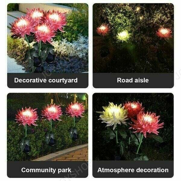 (30% off)-Spring Artificial Chrysanthemum Solar Garden Stake Lights