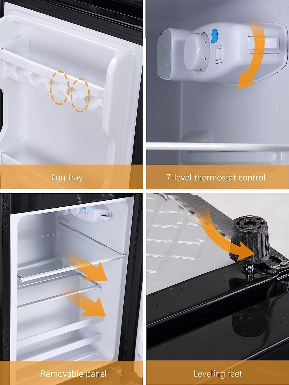 KRIB BLING Mini Fridge with Freezer on Top, 3.5 Cu.Ft Compact Refrigerator with 7 Levels Adjustable Thermostat, Small Fridge for Dorm, Office, RV Camping, Silver