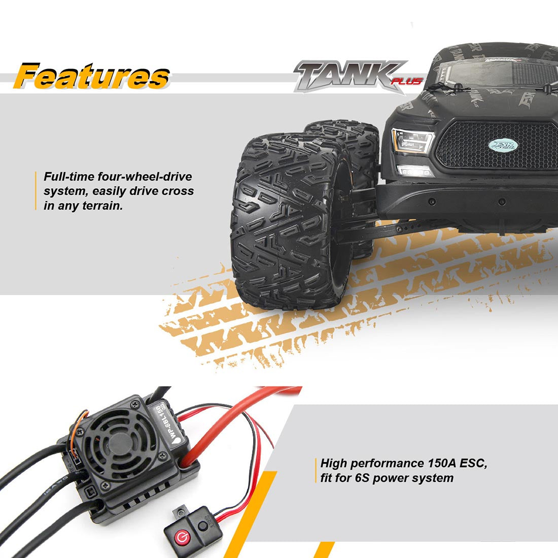 FS Racing TANK 1/8 RC Car 4WD 110KM/H 2.4G RC Electric Racing Off-road Monster Truck Model (RTR Version)