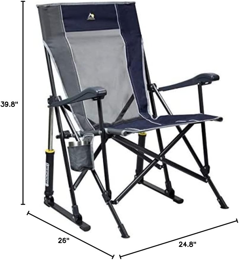 Outdoor Freestyle Rocker Portable Rocking Chair & Outdoor Camping Chair, ergonomic Nylon, Indigo Blue