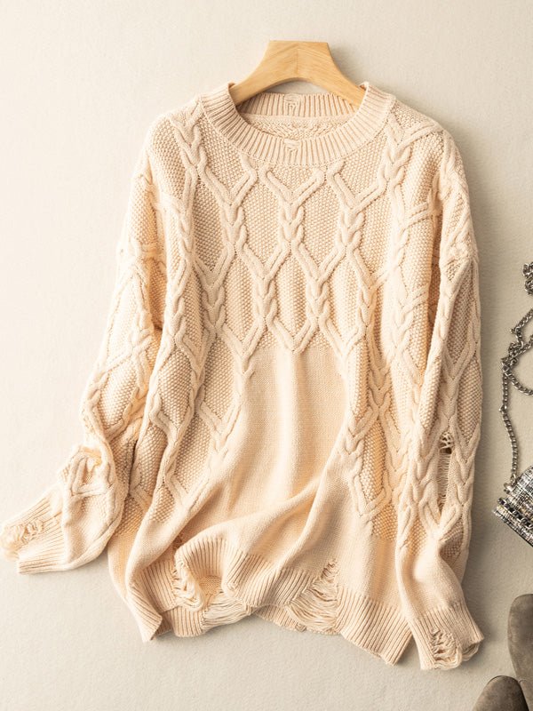 100% Natural Fabric Crew Neck Pullover Casual Knitted Sweater