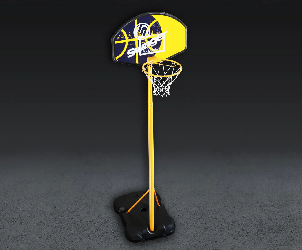 Portable Basketball Net Hoop Backboard With Adjustable Hight Stand With Wheels YELLOW-BLACK