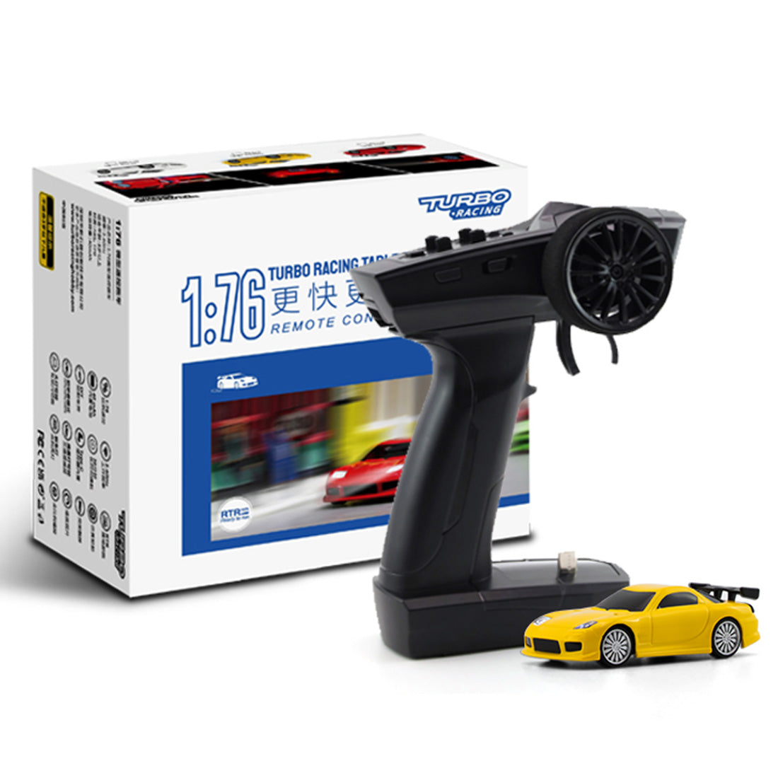 TURBO RACING 2.4Ghz 1:76 Full Scale Mini Electric Sports Car Desktop Mini RC Car - RTR