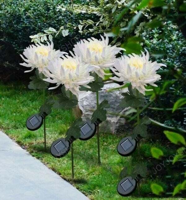 (30% off)-Spring Artificial Chrysanthemum Solar Garden Stake Lights