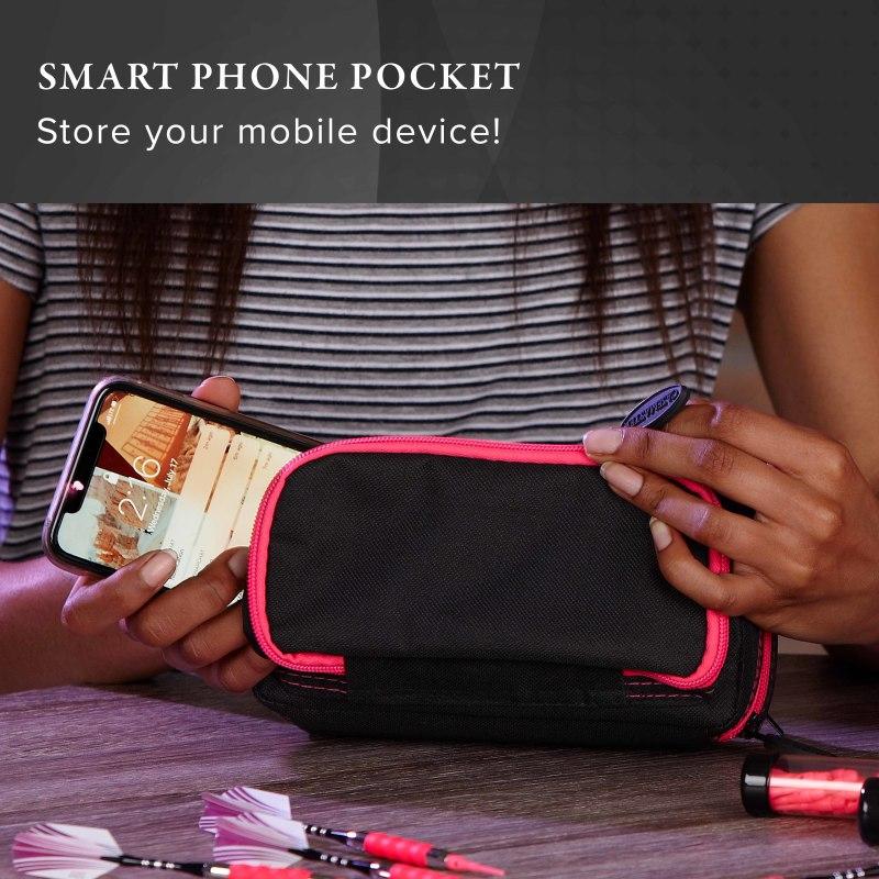 Casemaster Plazma Pro Dart Case Black with Pink Trim and Phone Pocket