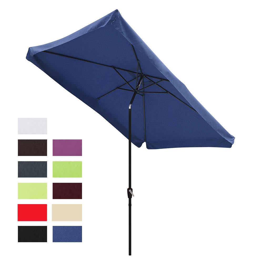 Yescom 10x6.5 ft Patio Rectangular Market Umbrella Tilt Multiple Colors