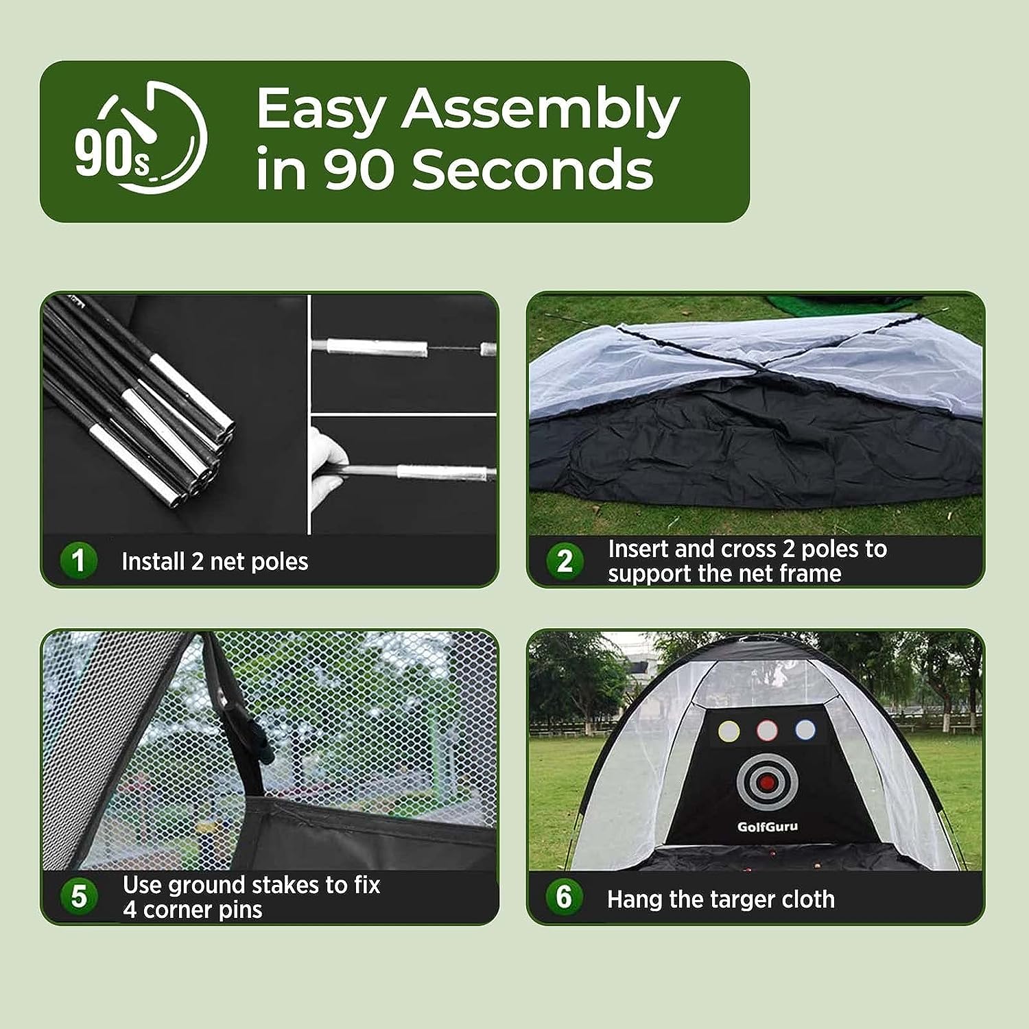 Golfguru Golf Net,-10x7ft All in 1 Golf Practice Net