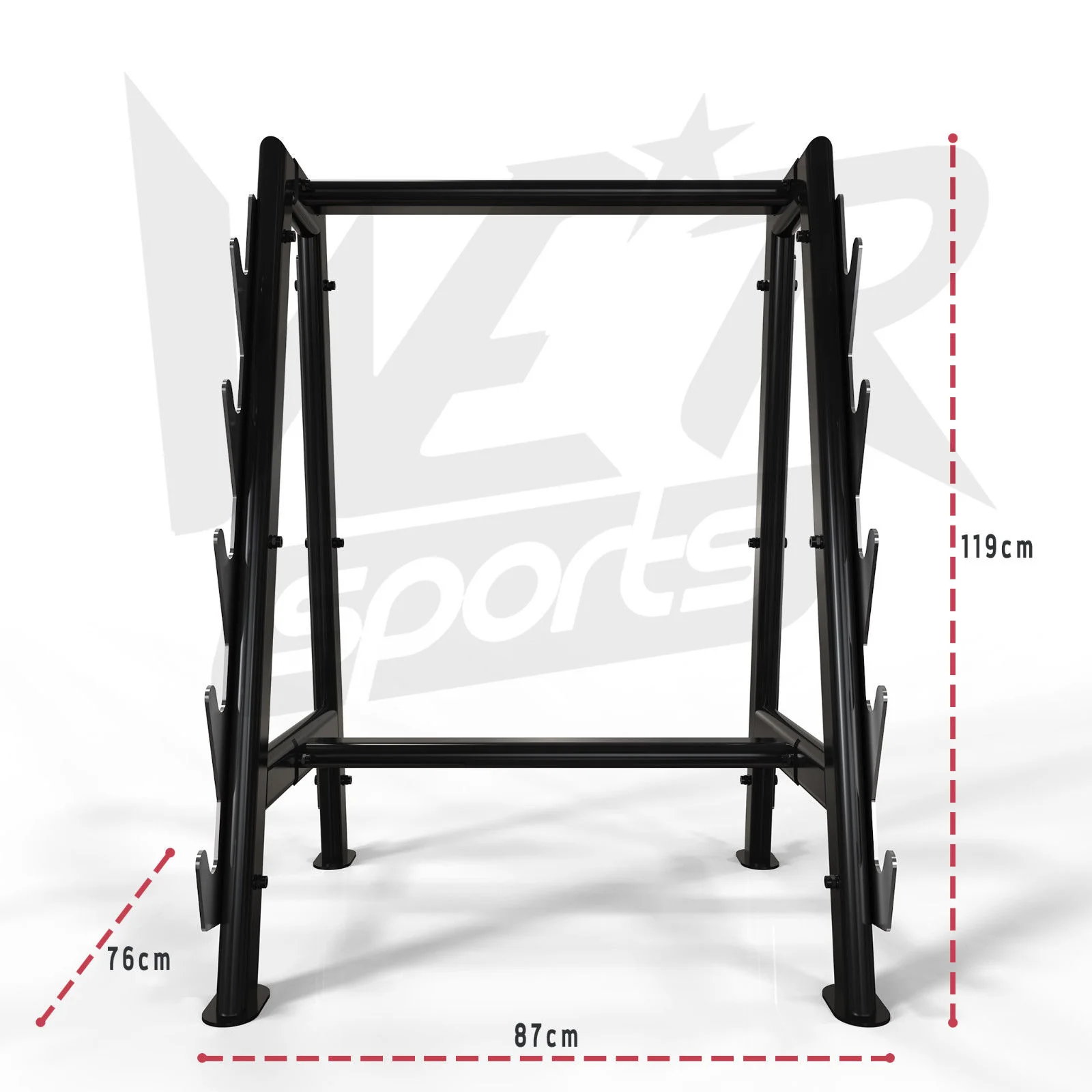 Hex Barbell Bar Storage Rack Stand Holds 10 Bars Gym Weight Rack
