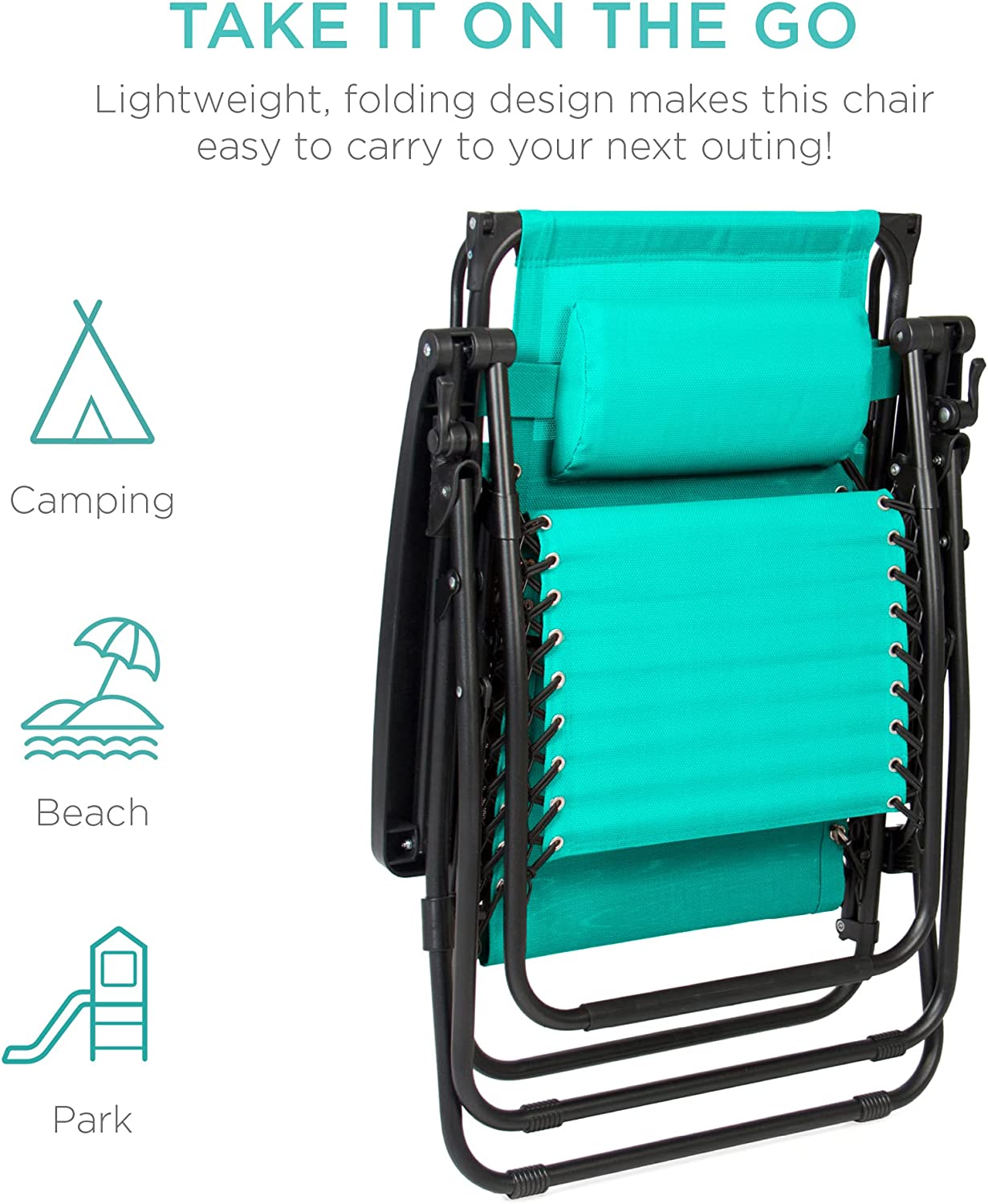 Folding Zero Gravity Outdoor Recliner Patio Lounge Chair w/Adjustable Canopy Shade, Headrest, Side Accessory Tray, Textilene Mesh - Beige