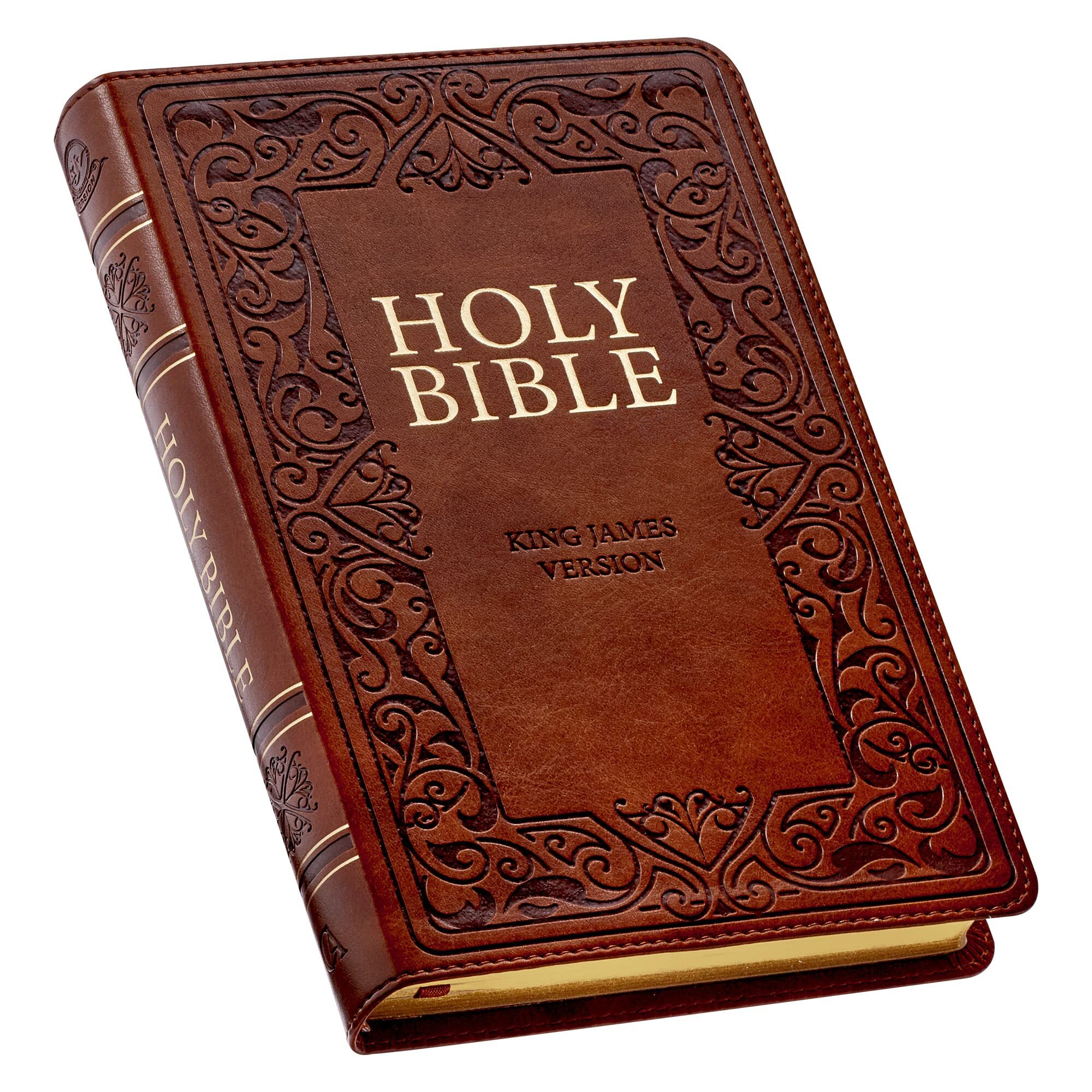 KJV Holy Bible, Standard Size Faux Leather Red Letter Edition Thumb Index & Ribbon Marker, King James Version, Medium Brown Imitation Leather – November 25, 2019
