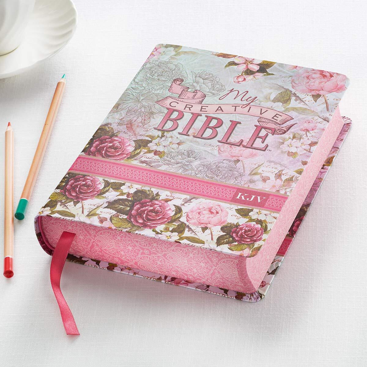 KJV Holy Bible, My Creative Bible, Faux Leather Flexcover - Ribbon Marker, King James Version, Pink Floral Flexibound – April 11, 2016