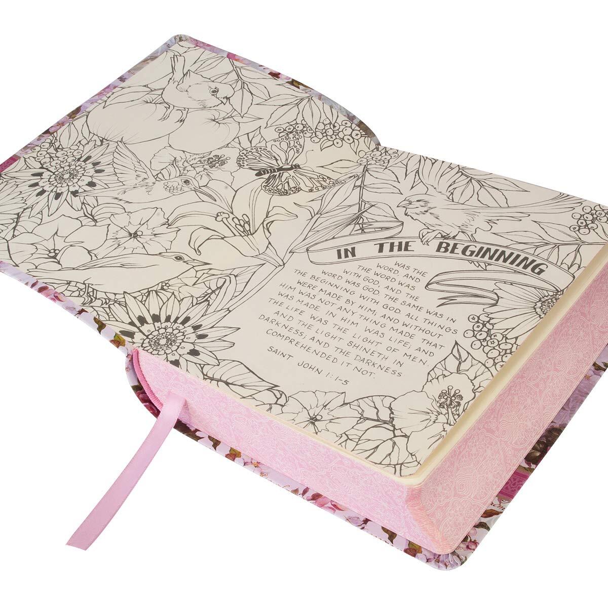 KJV Holy Bible, My Creative Bible, Faux Leather Flexcover - Ribbon Marker, King James Version, Pink Floral Flexibound – April 11, 2016