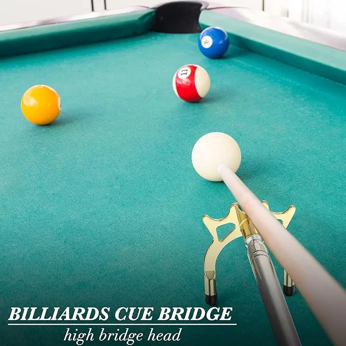 Pool Cue Snooker Pool Bridge Stick Pool Table Accessories Retractable Billiards Cue Rest with Removable Brass Bridge Head