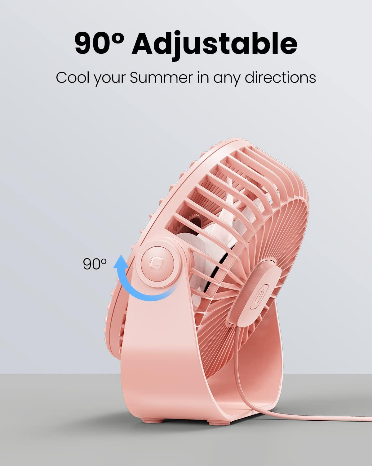 Gaiatop USB Desk Fan, 3 Speeds Portable Small Fan with Strong Airflow, 5.5 Inch Quiet Table Fan, 90° Rotate Personal Cooling Fan For Bedroom Home Office Desktop Travel (Black)