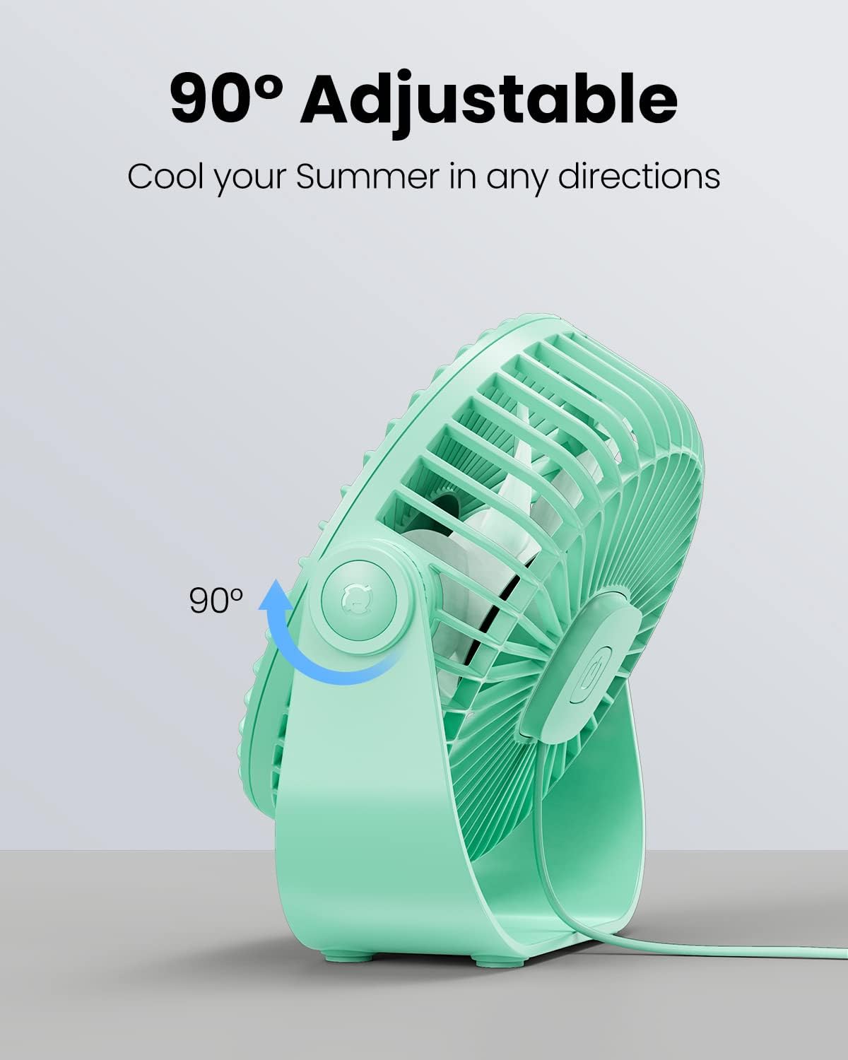 Gaiatop USB Desk Fan, 3 Speeds Portable Small Fan with Strong Airflow, 5.5 Inch Quiet Table Fan, 90° Rotate Personal Cooling Fan For Bedroom Home Office Desktop Travel (Black)