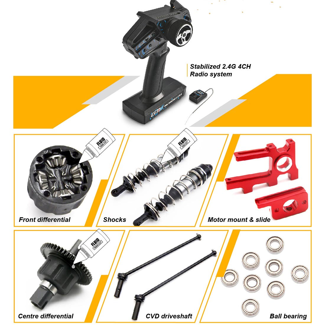 FS Racing TANK 1/8 RC Car 4WD 110KM/H 2.4G RC Electric Racing Off-road Monster Truck Model (RTR Version)