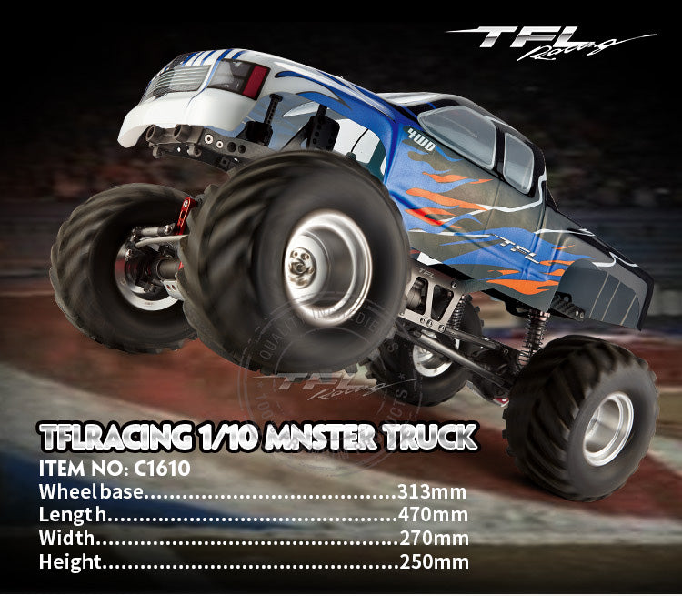 TFL C1610 1/10 4WD RC Electric Car Monster Truck Simulation Straight Bridge Vehicle