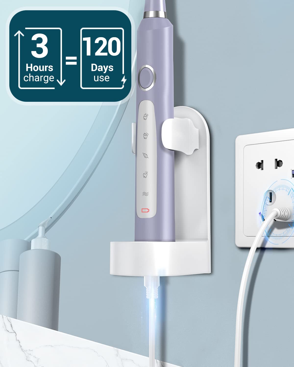 Sonic Electric Toothbrush for Adults - Rechargeable Electric Toothbrushes with 8 Brush Heads, & Travel Case,Teeth Whitening , Power Electric Toothbrush with Holder, Once Charge for 120 Days - H8 Pink