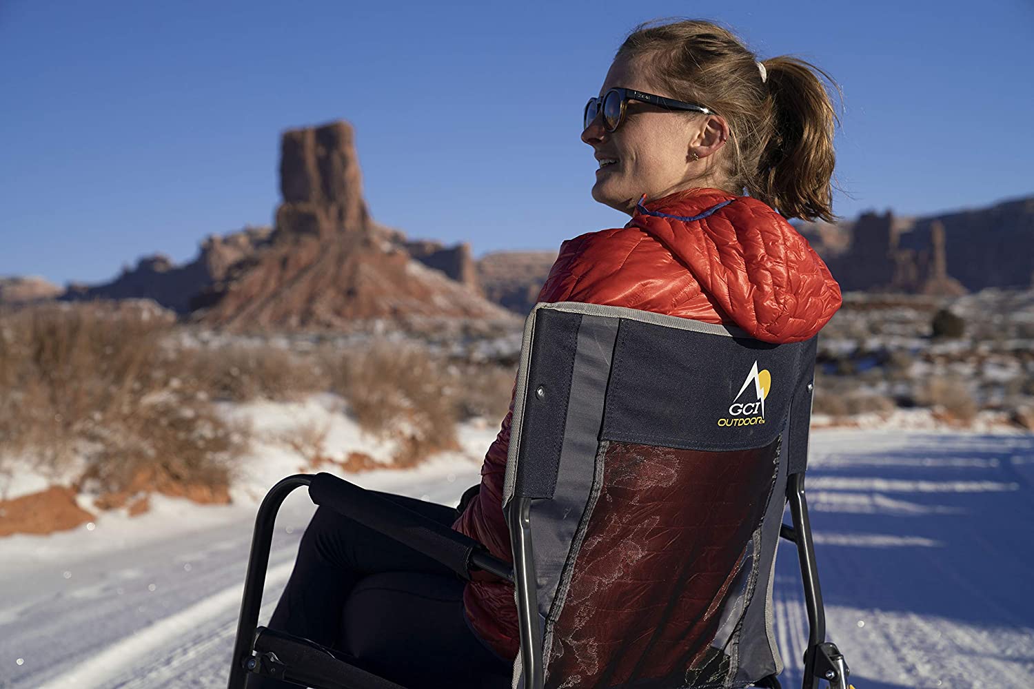 Outdoor Freestyle Rocker Portable Rocking Chair & Outdoor Camping Chair, ergonomic Nylon, Indigo Blue