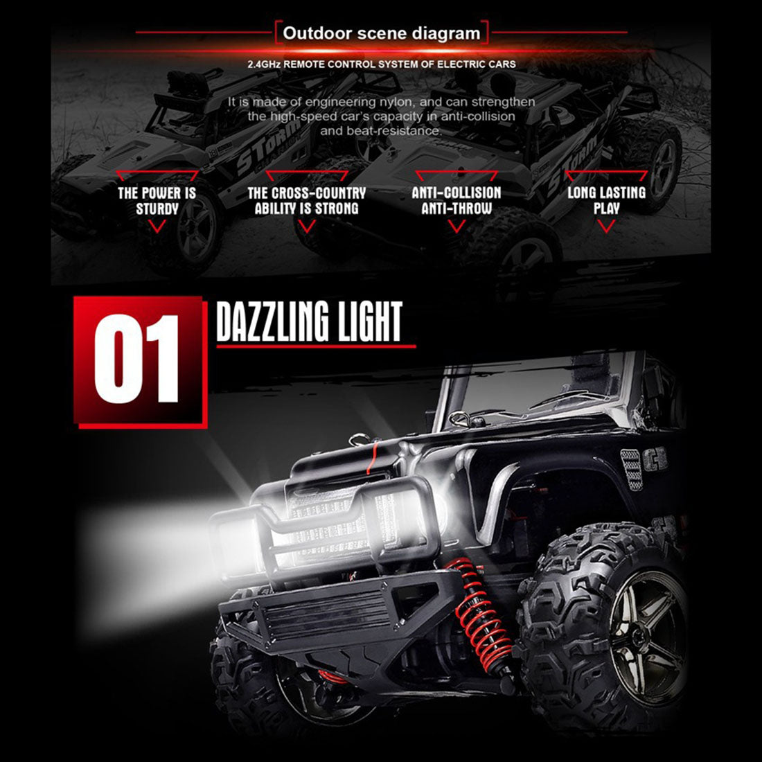 SUBOTECH BG1511 1:22 2.4G Electric RC Car 4 x 4 45KM/H High Speed Desert Off-road Vehicle - RTR