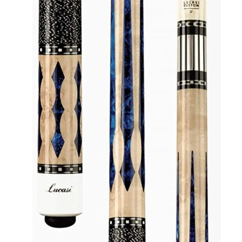 Custom Super Birds-Eye Pool Cue with Blue Luster Inlays