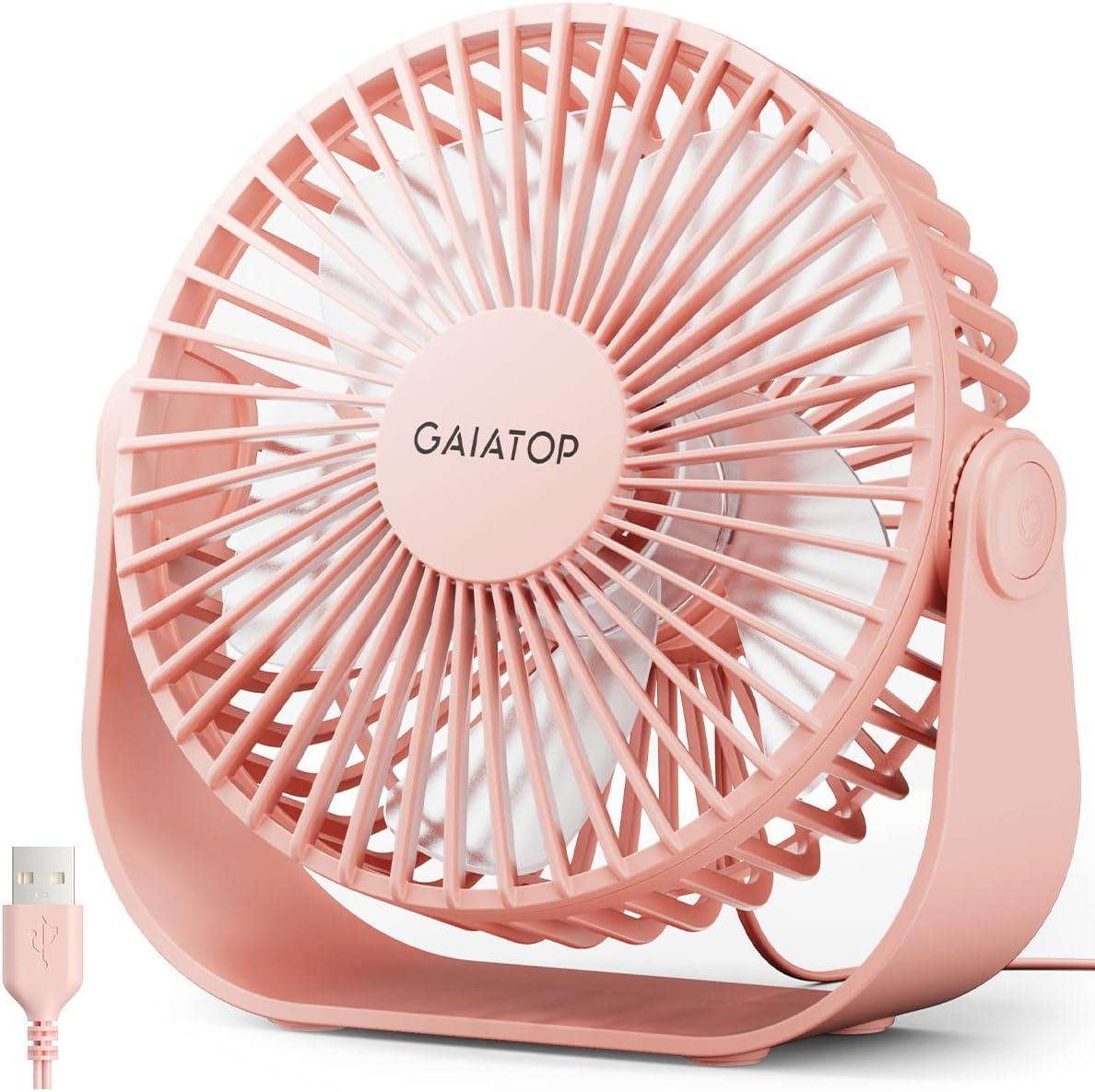 Gaiatop USB Desk Fan, 3 Speeds Portable Small Fan with Strong Airflow, 5.5 Inch Quiet Table Fan, 90° Rotate Personal Cooling Fan For Bedroom Home Office Desktop Travel (Black)