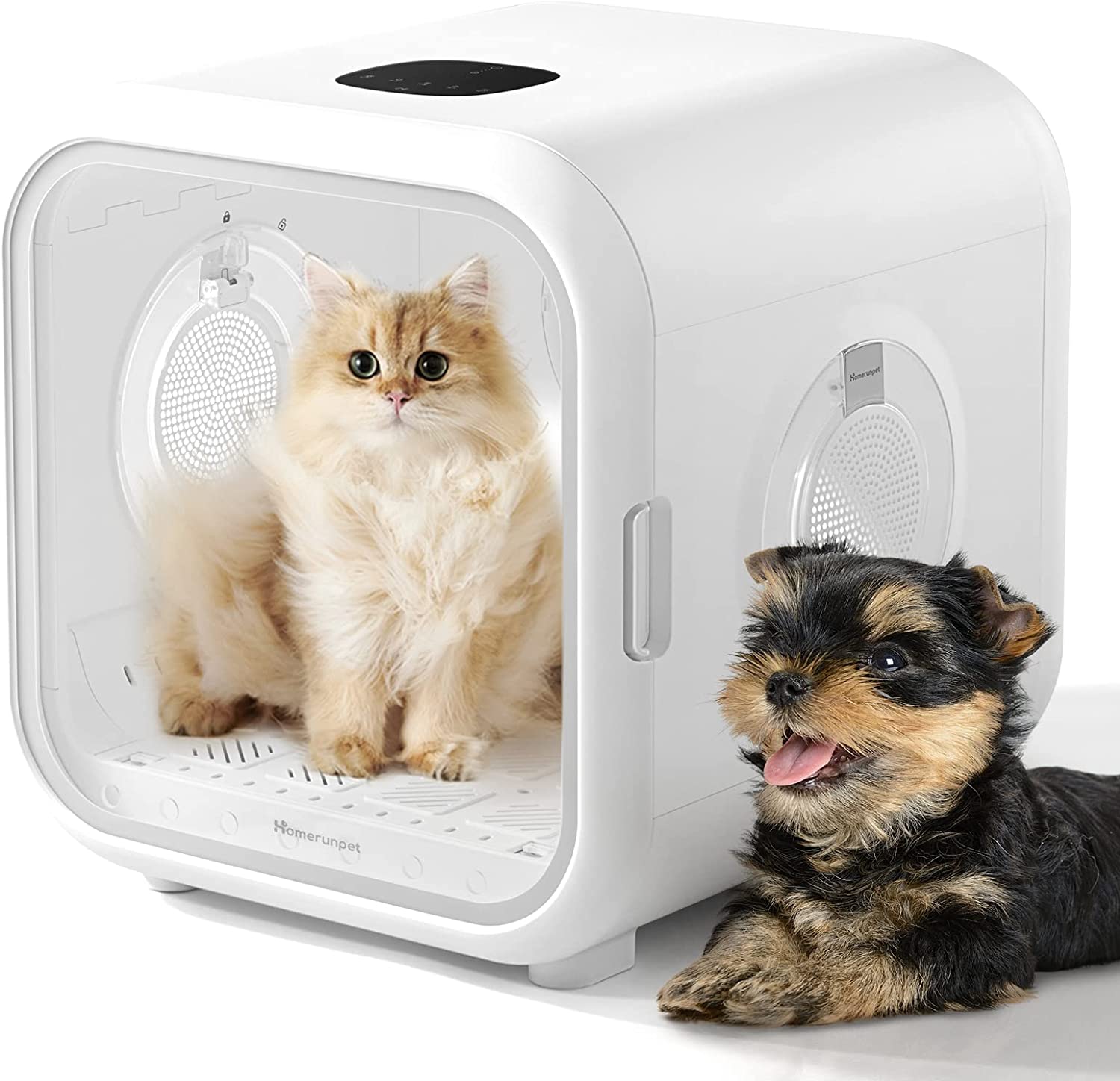 Homerunpet Drybo Plus Automatic Pet Dryer for Cats and Small Dogs - Ultra Quiet Dog Hair Dryer with Smart Temperature Control and 360 Drying