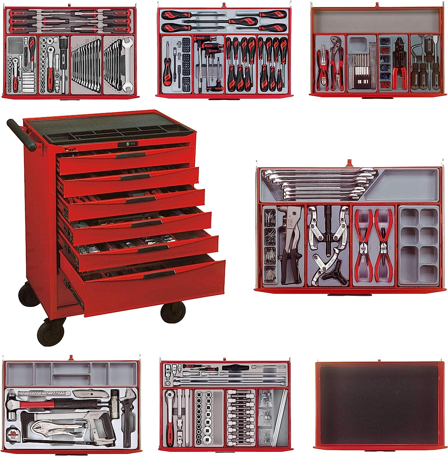 Teng Tools 1001 Piece Mega Master Mixed Hand Tool Kit + 3 Toolbox Storage Cases - TCMM1001N, Silver