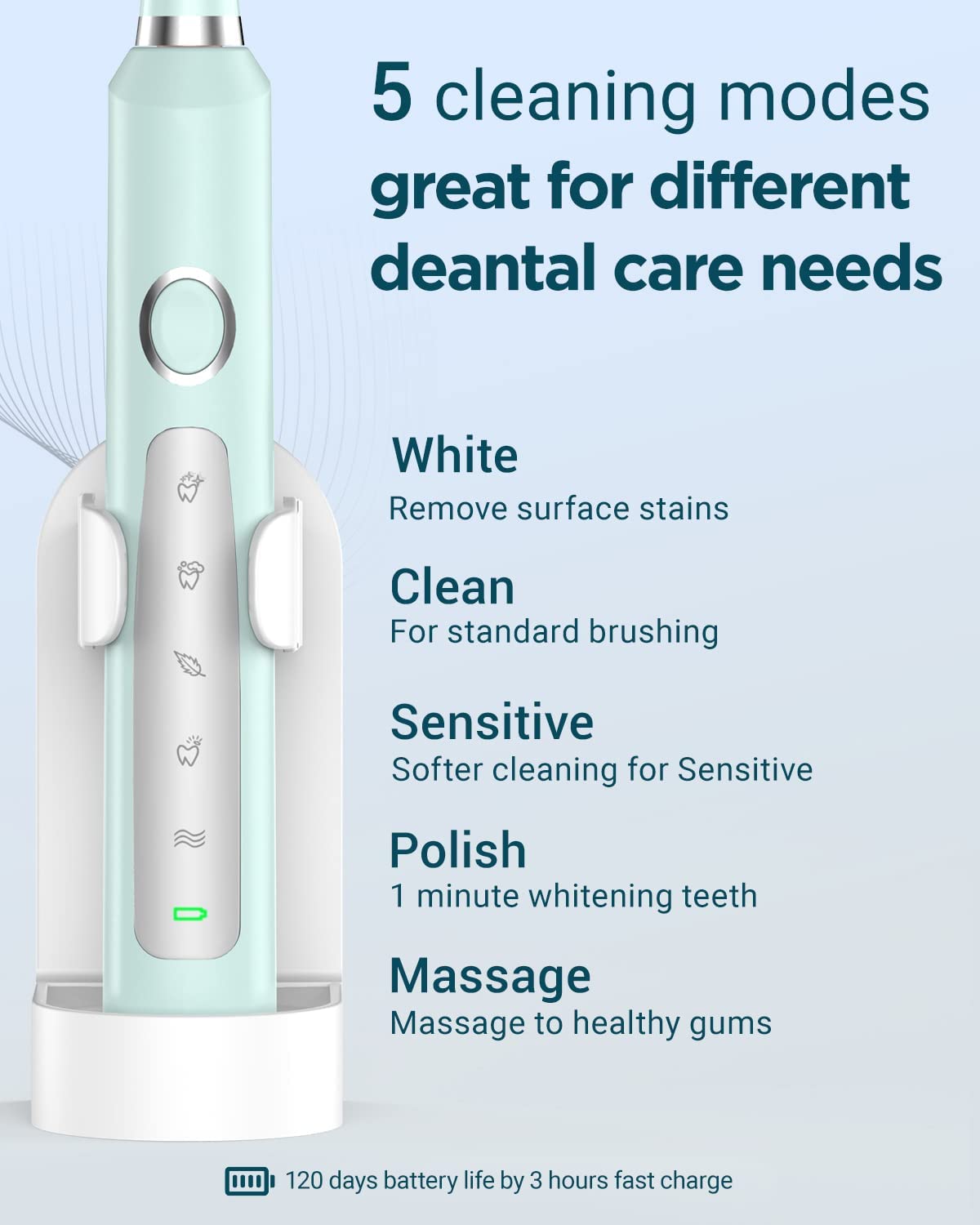 Sonic Electric Toothbrush for Adults - Rechargeable Electric Toothbrushes with 8 Brush Heads, & Travel Case,Teeth Whitening , Power Electric Toothbrush with Holder, Once Charge for 120 Days - H8 Pink