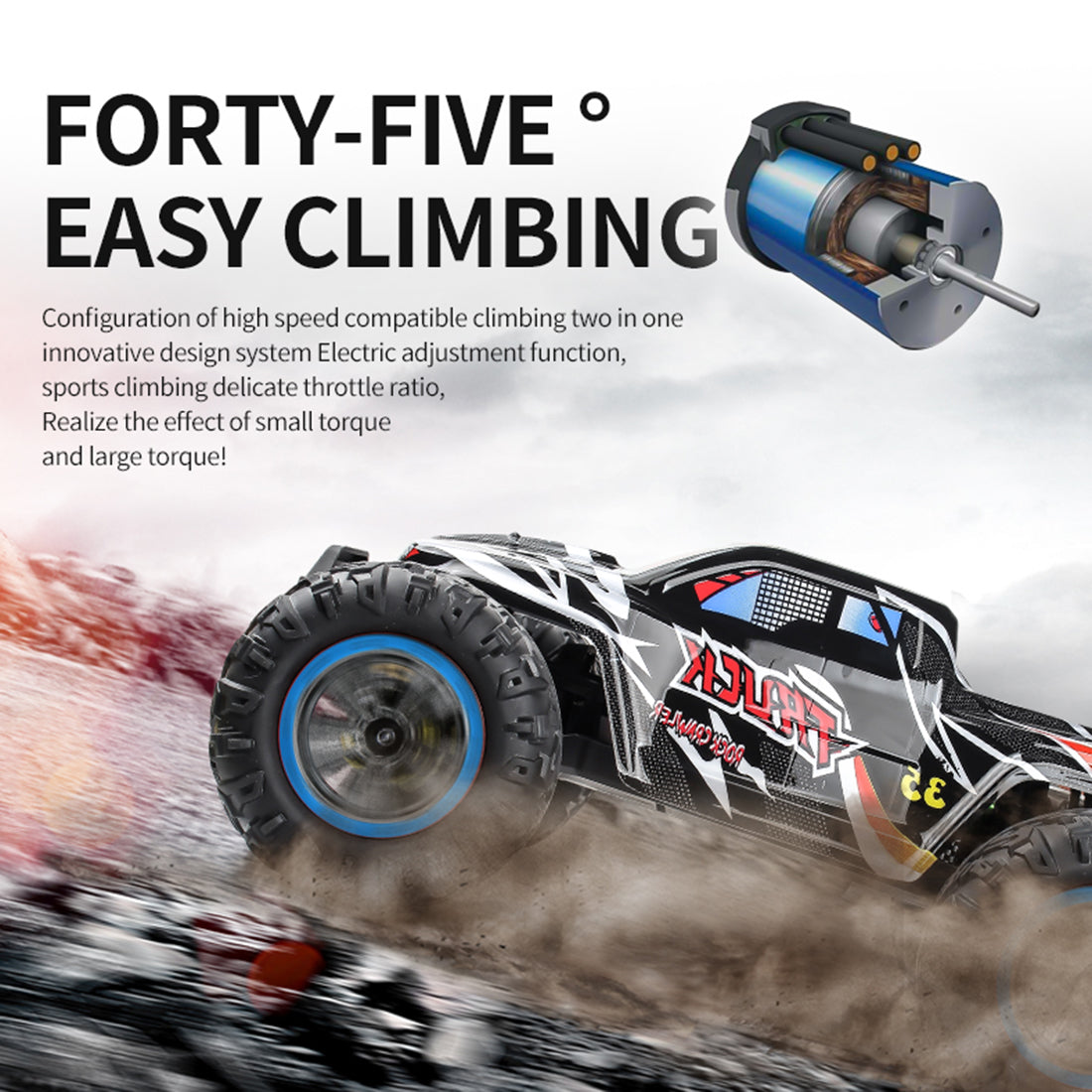 F19A 1/10 4WD 2.4G Metal Brushless High-speed Off-road Vehicle All-terrain Electric Climbing RC Car Monster Truck Model Toy with 3 Batteries - Black
