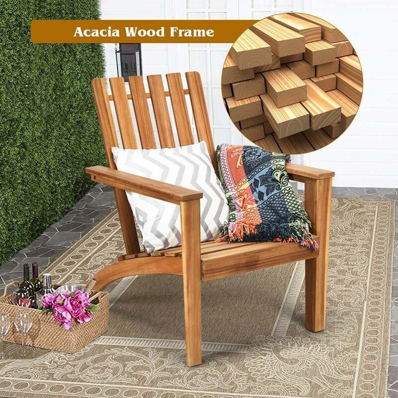 Outdoor Patio Acacia Wood Adirondack Lounge Chair