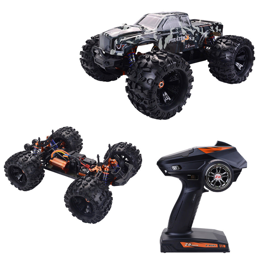 ZD Racing MT8 Pirates3 1/8 2.4G 4WD 90km/h Brushless Motor RC Car Monster Off-road Truck - RTR Version