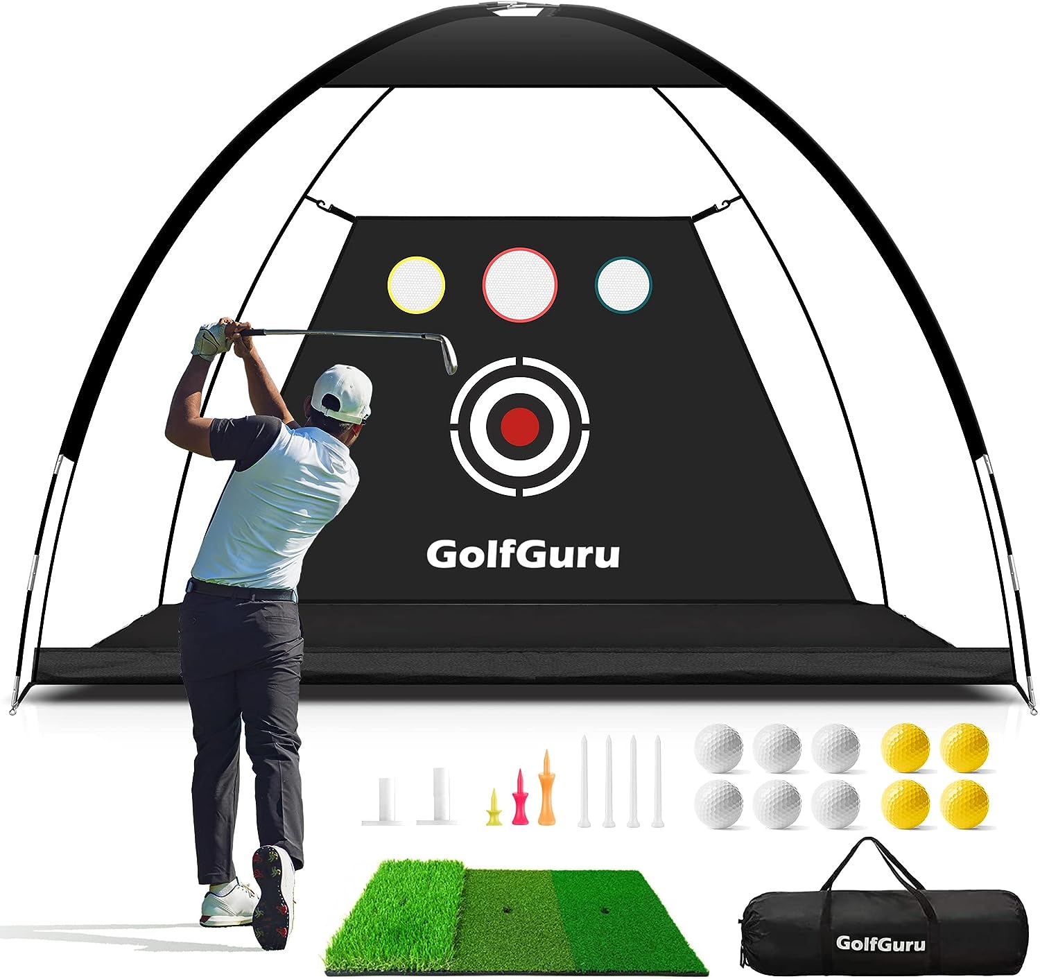 Golfguru Golf Net,-10x7ft All in 1 Golf Practice Net